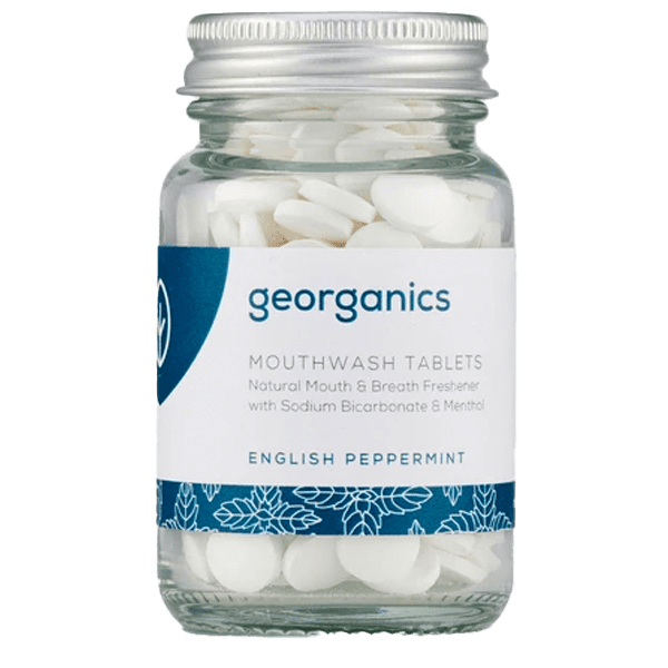 Georganics mouthwash tablets in plastic-free packaging